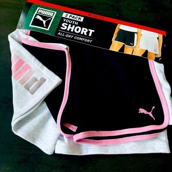 NWT Puma Girls 2-pk Shorts M - Picture 1 of 3